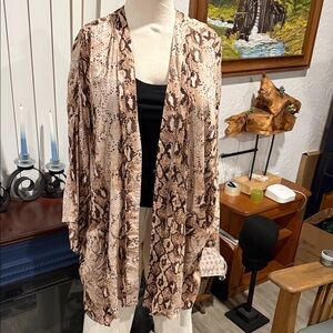 Stylish Snake Print Open Front Blazer